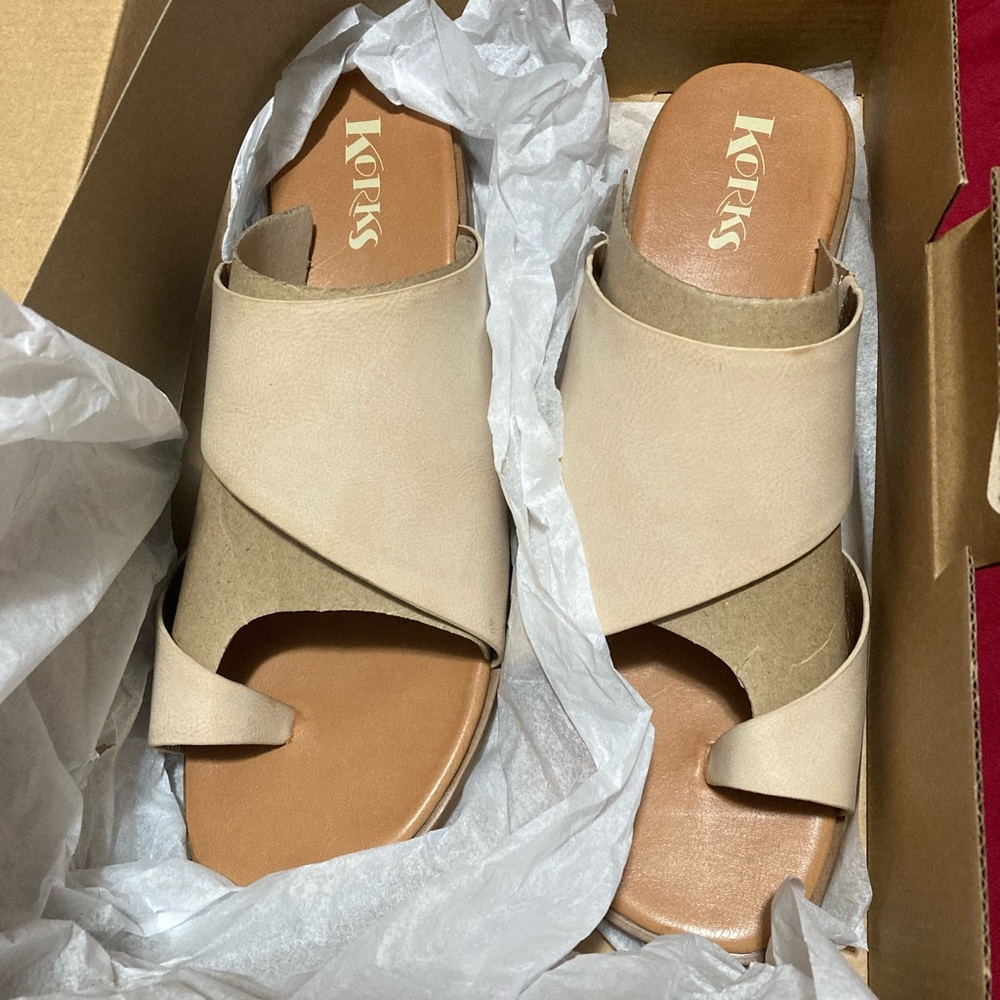 Kork-Ease Beige and Brown Women's Sandals - Picture 3 of 4